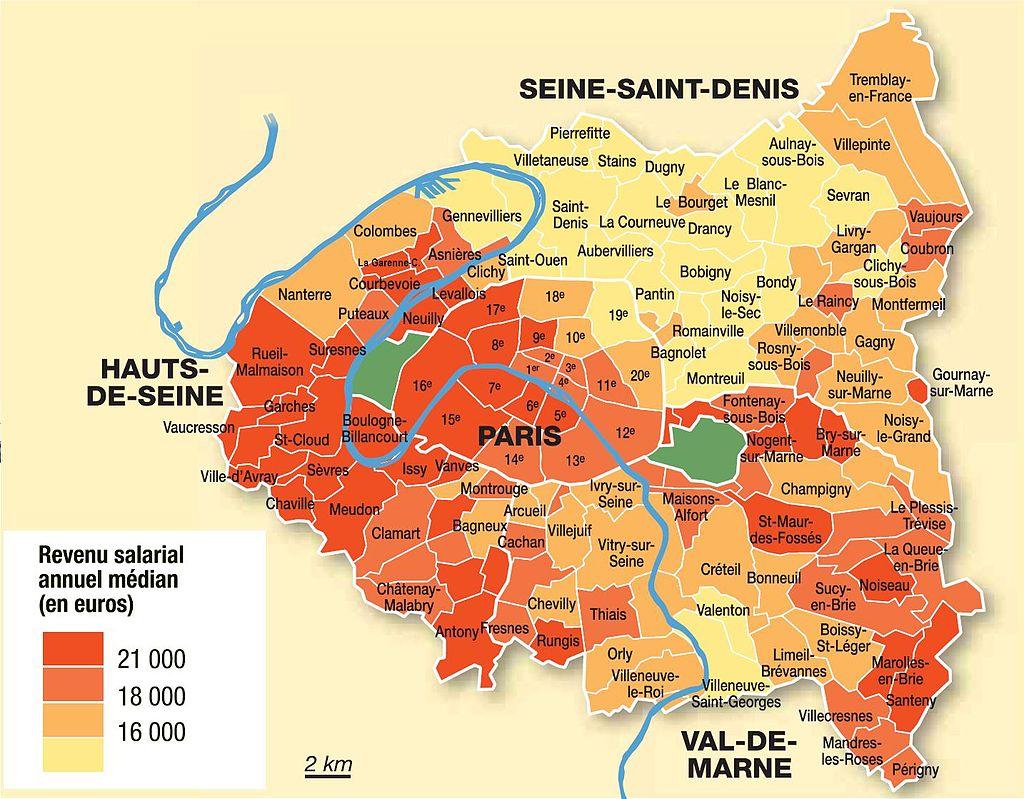 Paris förorter karta - Karta över Paris och förorterna (Île-de-France